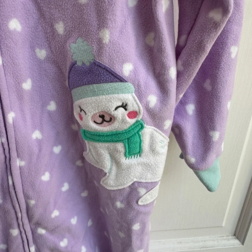 NWOT Carter's 4T Girls Lavender Polka Dot Onesie Footie Pajamas